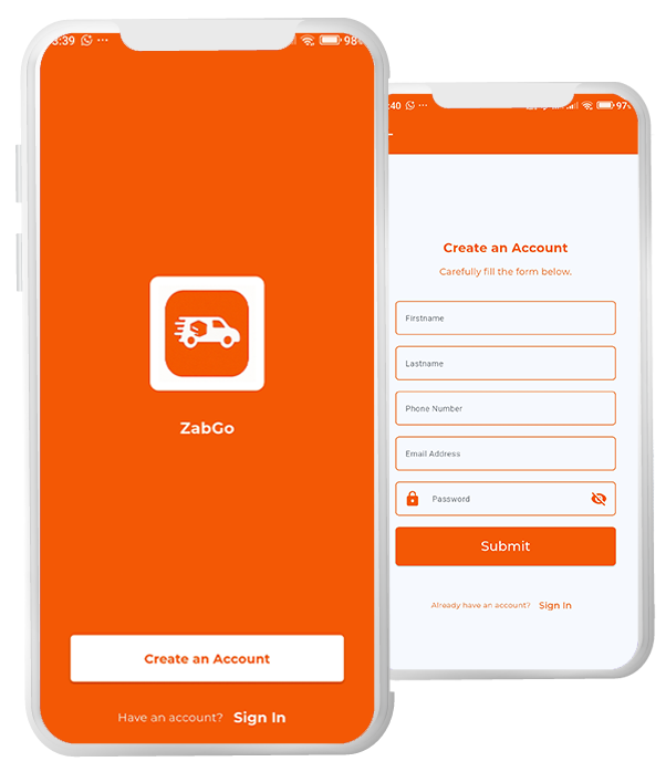 Zabgo Pickup app screenshot